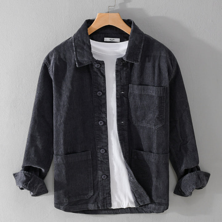 Herren Cord-Überhemdjacke mit aufgesetzten Taschen und legerem Schnitt Echoarchiv