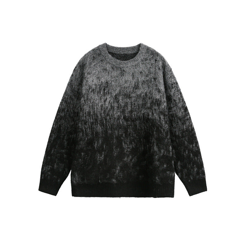 Unisex Oversize Grobstrickpullover mit sanftem Farbverlauf und Rundhalsausschnitt Echoarchiv