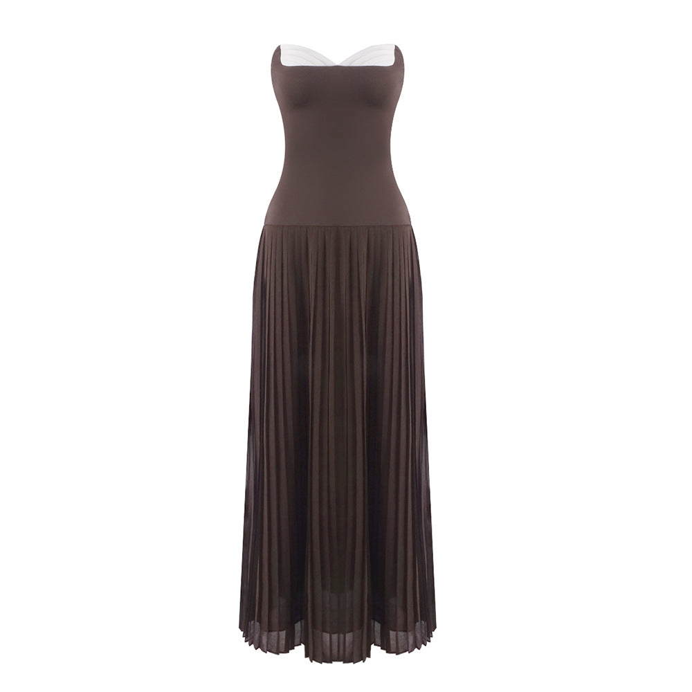 Damen Elegantes Maxikleid mit tiefem V-Ausschnitt und fließendem Rock Echo Archiv