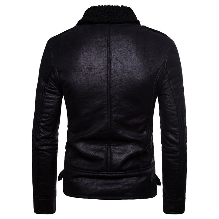 Herren Bikerjacke aus hochwertigem Kunstleder mit weichem Fleecekragen Echoarchiv