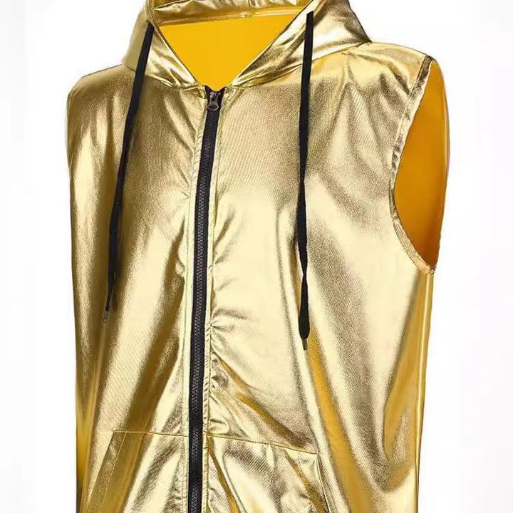 Herren metallicfarbener Kapuzenweste Echoarchiv