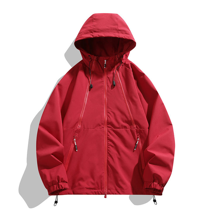 Unisex Leichter Kapuzen-Windbreaker mit wasserabweisender Oberfläche, Reißverschlusstaschen und Kordelzug Echo Archiv