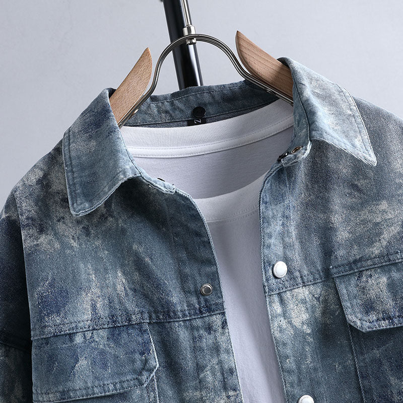 Herren Lässige Denim-Jacke mit leichtem Used-Look Echoarchiv