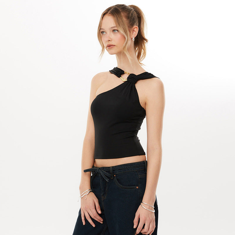 Damen asymmetrisches Trägershirt mit dekorativer Ringverzierung Echo Archiv