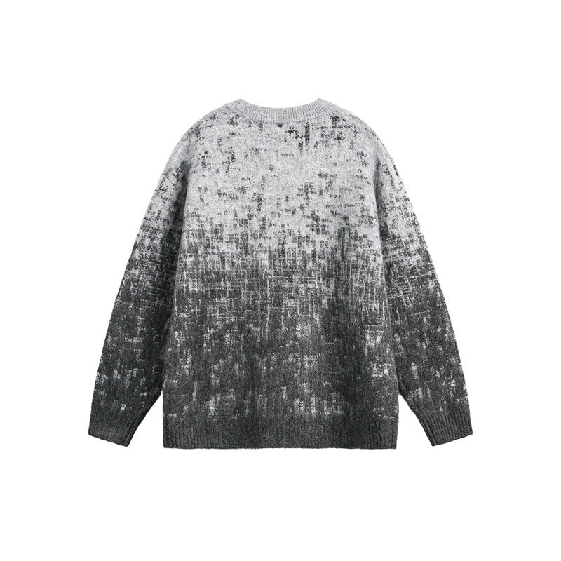 Unisex Oversize Grobstrickpullover mit sanftem Farbverlauf und Rundhalsausschnitt Echoarchiv