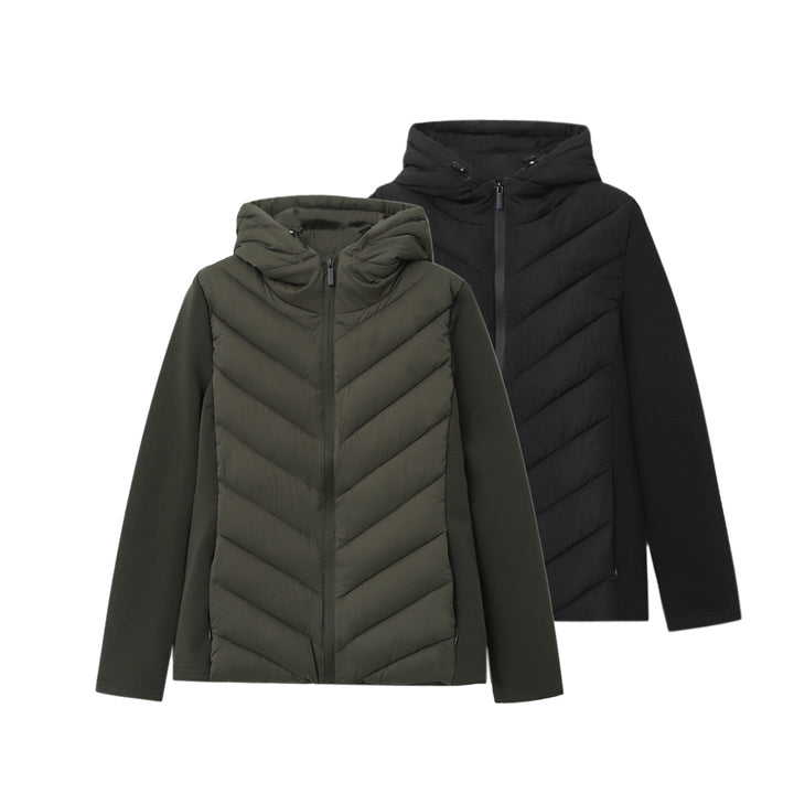 Damen nan gesteppte Hybridjacke mit Kapuze, chevron-Steppung und elastischen Softshellärmeln Echo Archiv