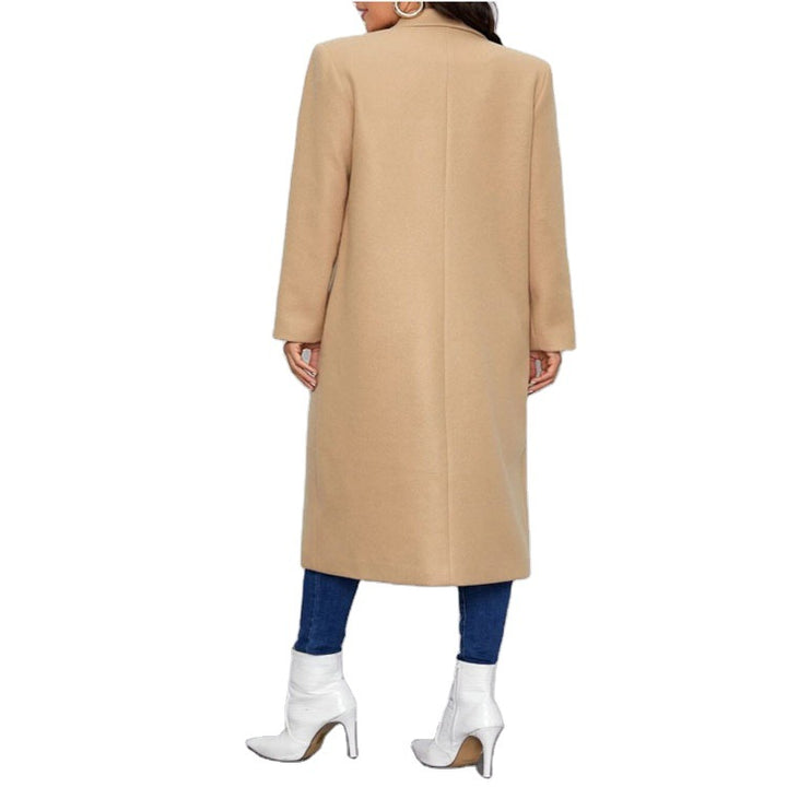 Damen Maxilanger Einreihiger Mantel im minimalistischen Tailoring mit verdeckter Knopfleiste und Eingrifftaschen Echoarchiv
