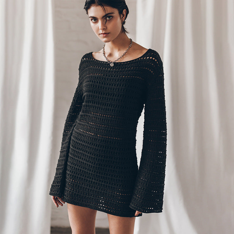 Damen gehäkeltes Minikleid mit langen Ärmeln Echo Archiv
