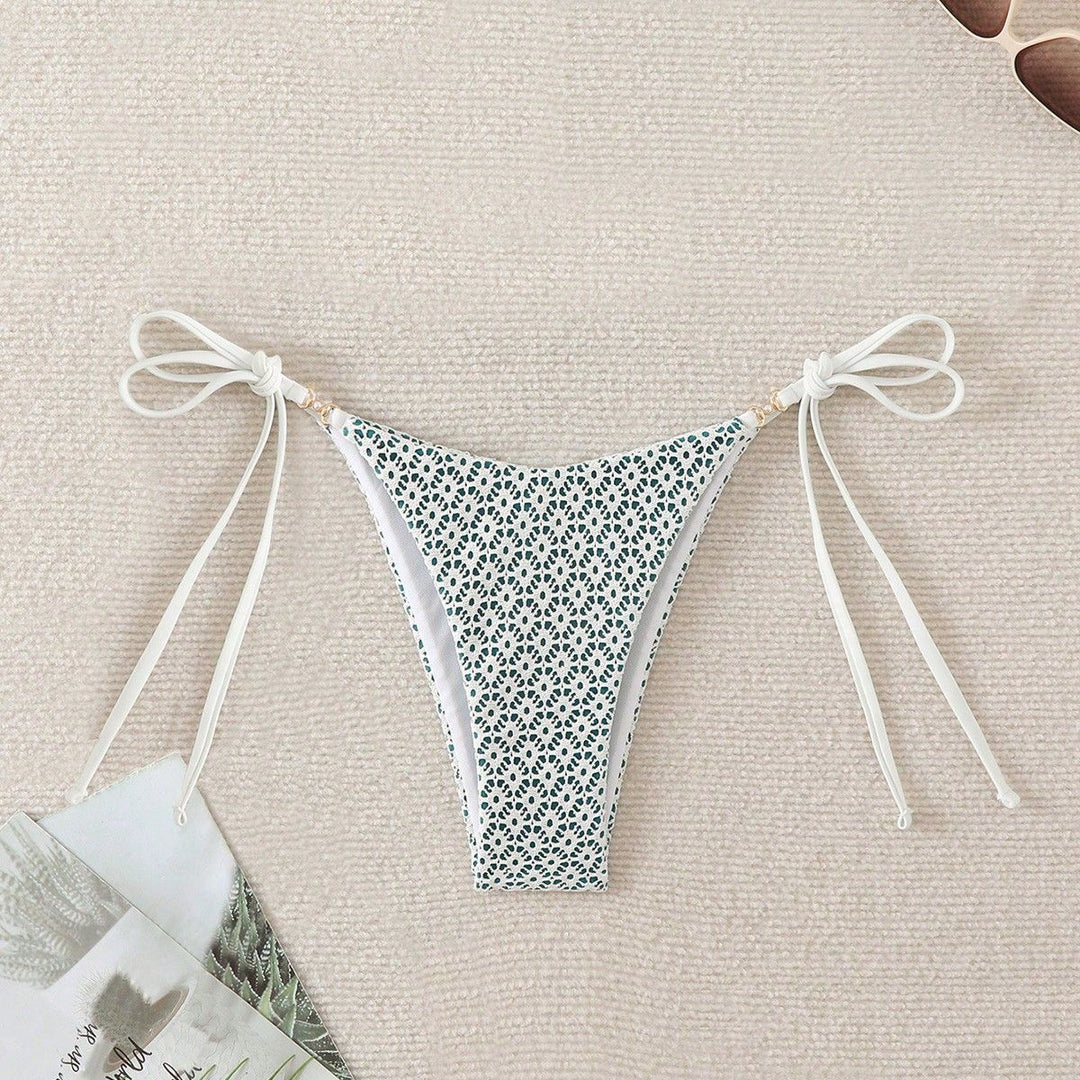 Damen Bikinihose mit seitlichen Bindebändern und floralem Muster Echo Archiv