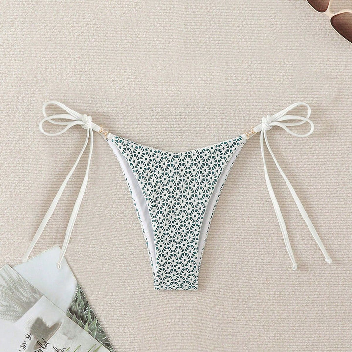 Damen Bikinihose mit seitlichen Bindebändern und floralem Muster Echo Archiv