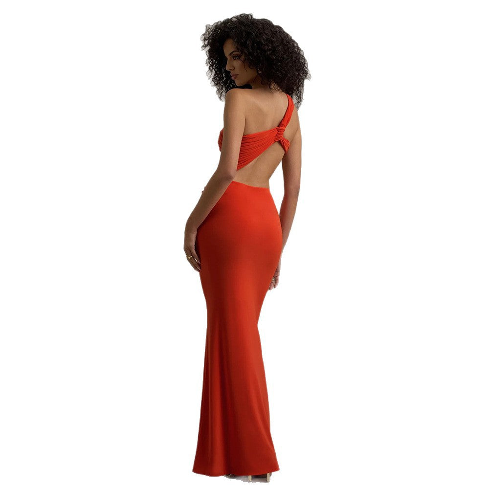 Damen Maxikleid mit asymmetrischem Schnitt und eleganter Drapierung Echo Archiv
