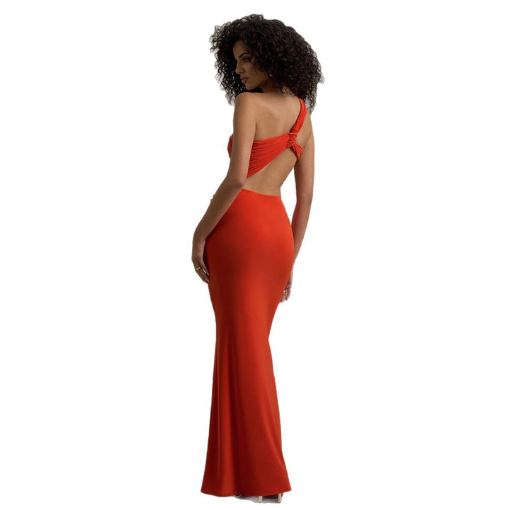 Damen Maxikleid mit asymmetrischem Schnitt und eleganter Drapierung Echo Archiv