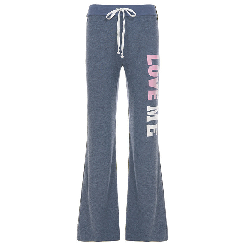 Damen nan weiche Flared-Jogginghose mit Kordelzug, Eingrifftaschen und auffälligem Love-Print Echo Archiv