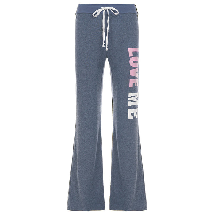 Damen nan weiche Flared-Jogginghose mit Kordelzug, Eingrifftaschen und auffälligem Love-Print Echo Archiv