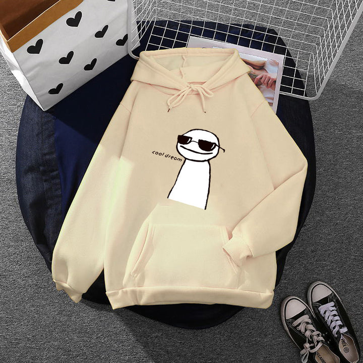 Damen Kapuzenpullover mit minimalistischer Grafik, lockerer Oversize-Passform und Kängurutasche – Auréline