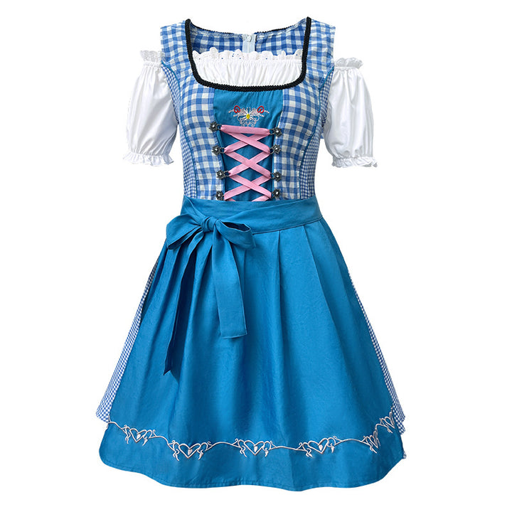 Damen nan traditionelles bayerisches Dirndlkleid mit dekorativer Schnürung und abnehmbarer Schürze Echo Archiv