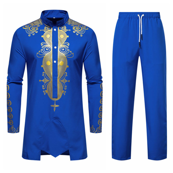 Herren Lange Tunika mit Stehkragen und goldverziertem Ornament Echo Archiv