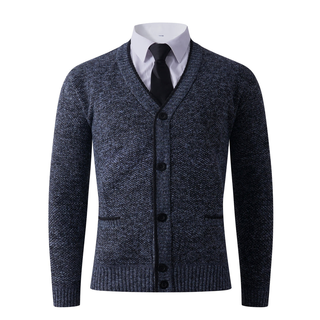 Herren Strukturierte Strickcardigan mit V-Ausschnitt, Knopfleiste und Eingrifftaschen Echo Archiv