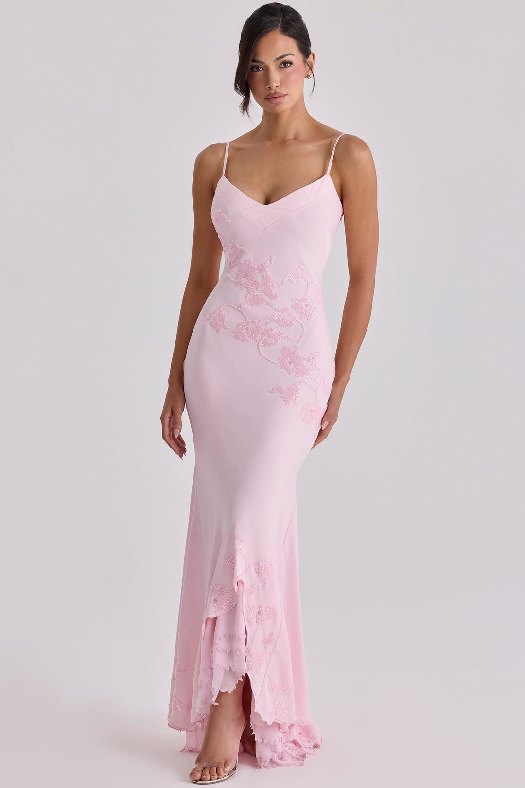 Damen Elegantes Abendkleid mit floralem Spitzenbesatz Echo Archiv