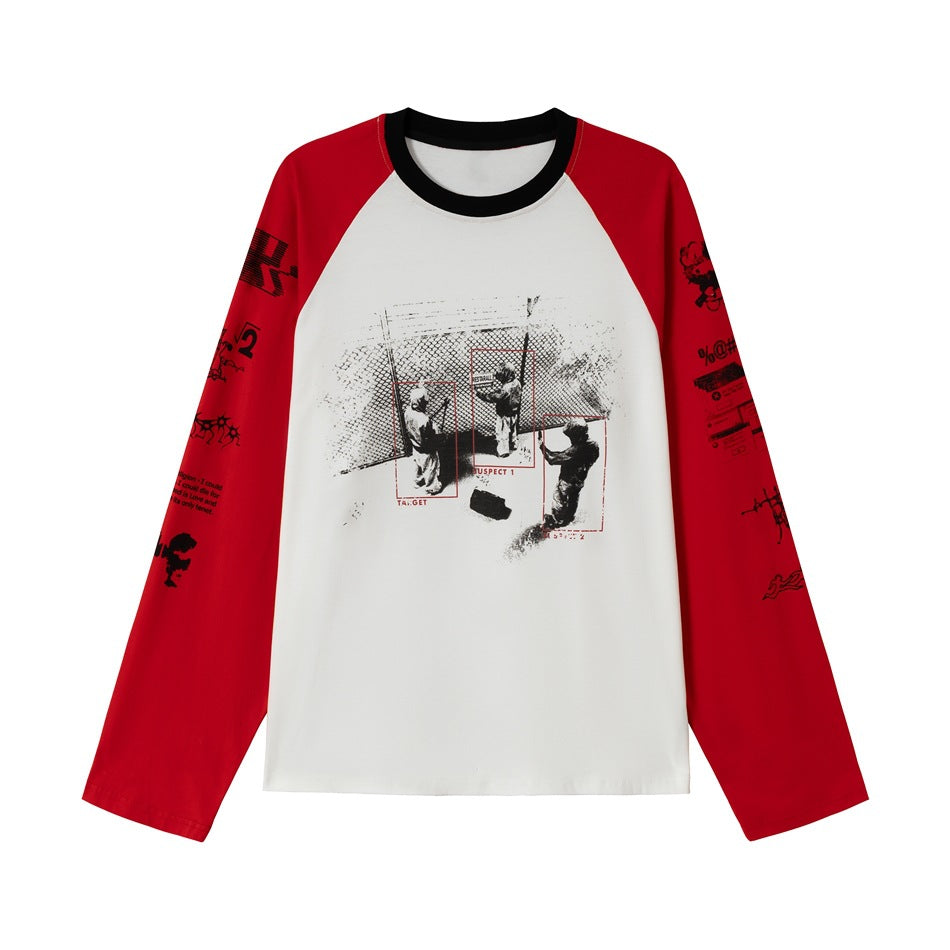 Unisex Raglan-Langarmshirt mit kontrastärmeln, Rundhals und urbanem Fotoprint Echoarchiv