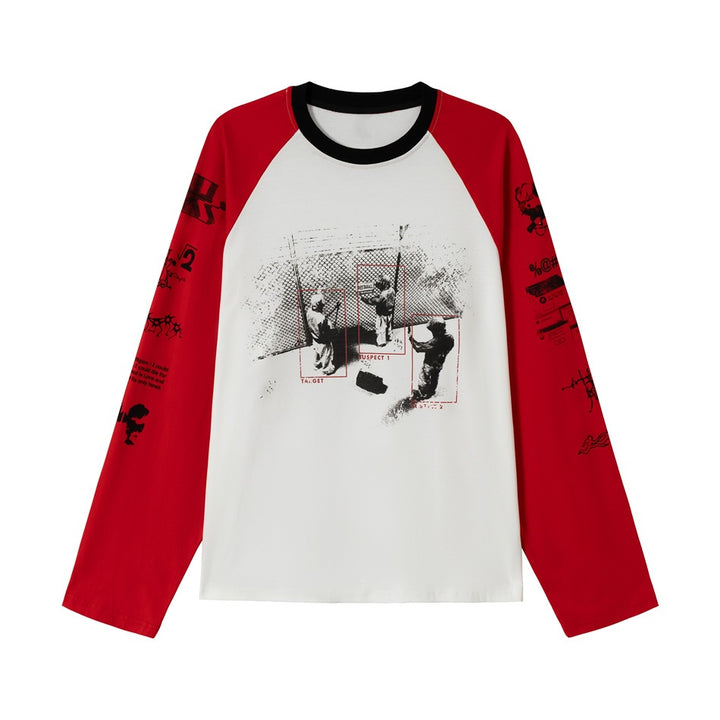 Unisex Raglan-Langarmshirt mit kontrastärmeln, Rundhals und urbanem Fotoprint Echoarchiv