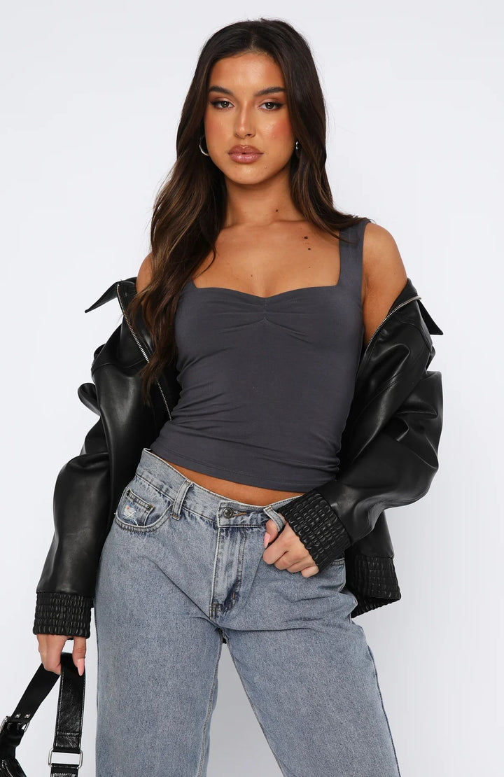 Damen Crop-Top mit gerafftem Detail und quadratischem Ausschnitt Echo Archiv