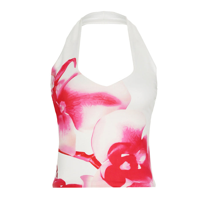 Damen Haltertop mit floralem Design und tiefem Ausschnitt Echo Archiv