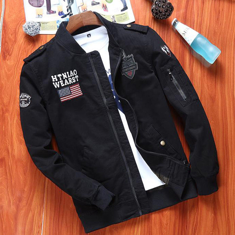 Herren Utility-Bomberjacke mit Badge-Applikationen, Ärmeltasche und Rippbündchen Echo Archiv