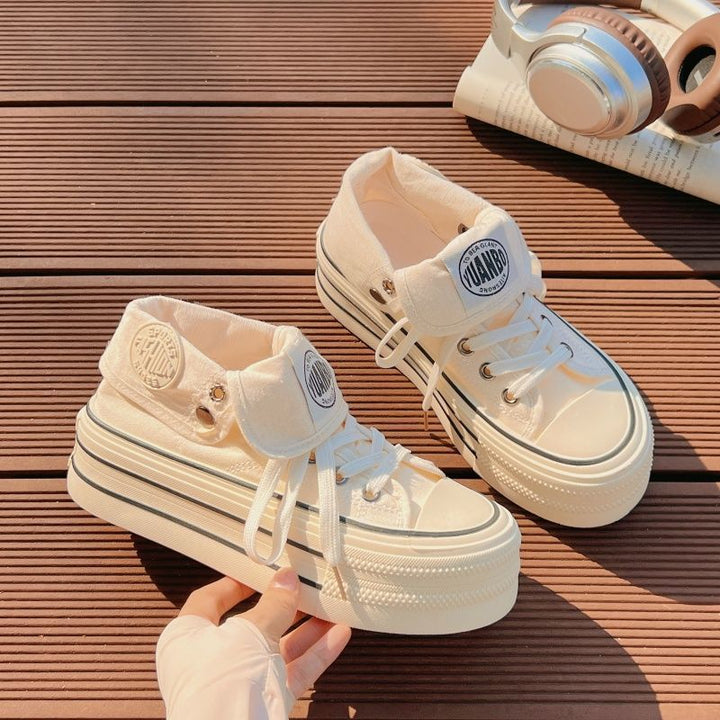 Damen Hochplatform Sneakers mit modischem Stoff-Obermaterial und lockerer Schnürung Echo Archiv
