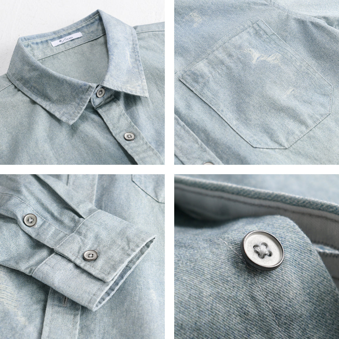 Herren Denim-Overshirt mit Used‑Effekt und Brusttasche Echoarchiv