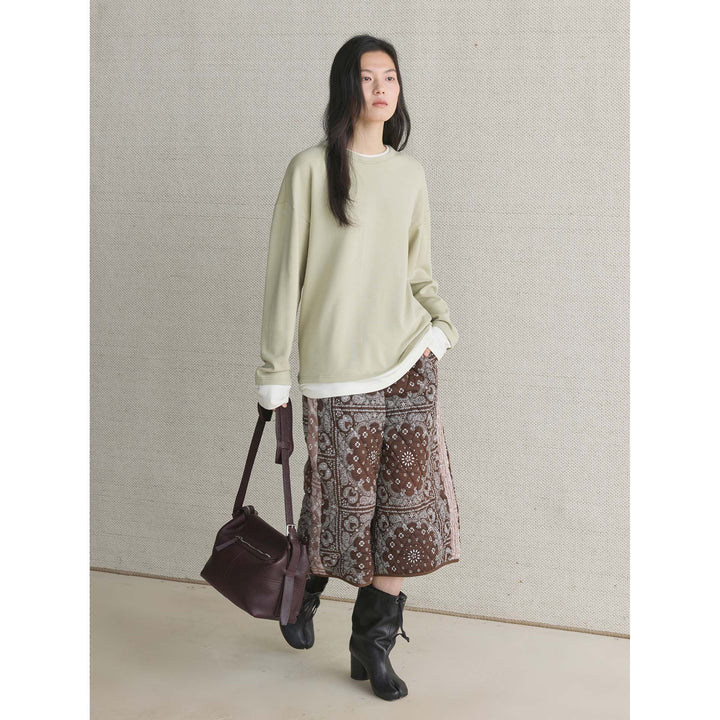 Damen Lässiges Layering‑Sweatshirt mit Rundhalsausschnitt und überschnittener Schulter Echoarchiv