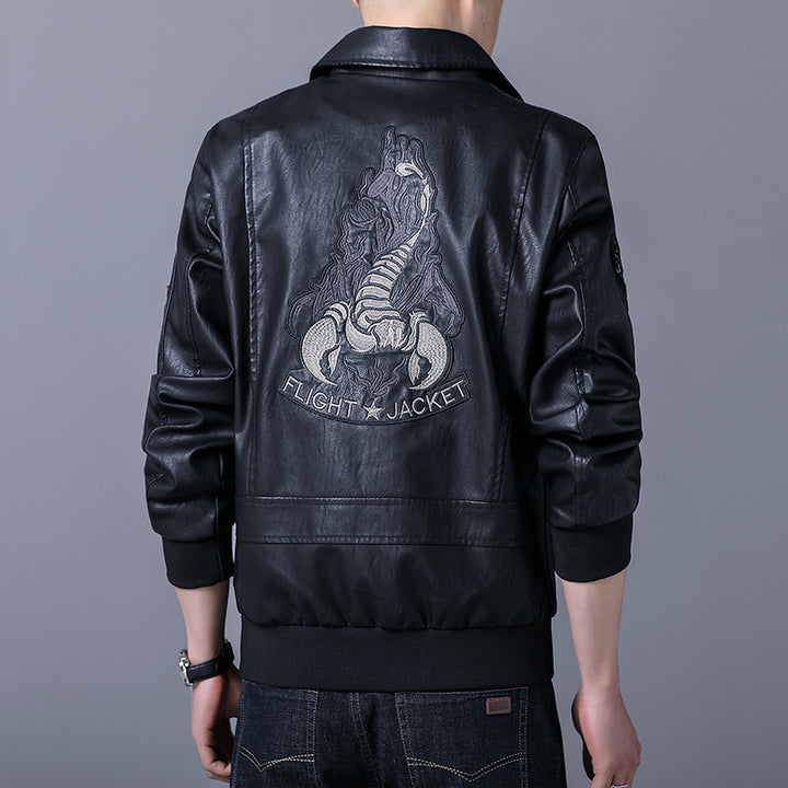 Herren militärisch inspirierte Kunstlederjacke mit praktischen Taschen Echoarchiv