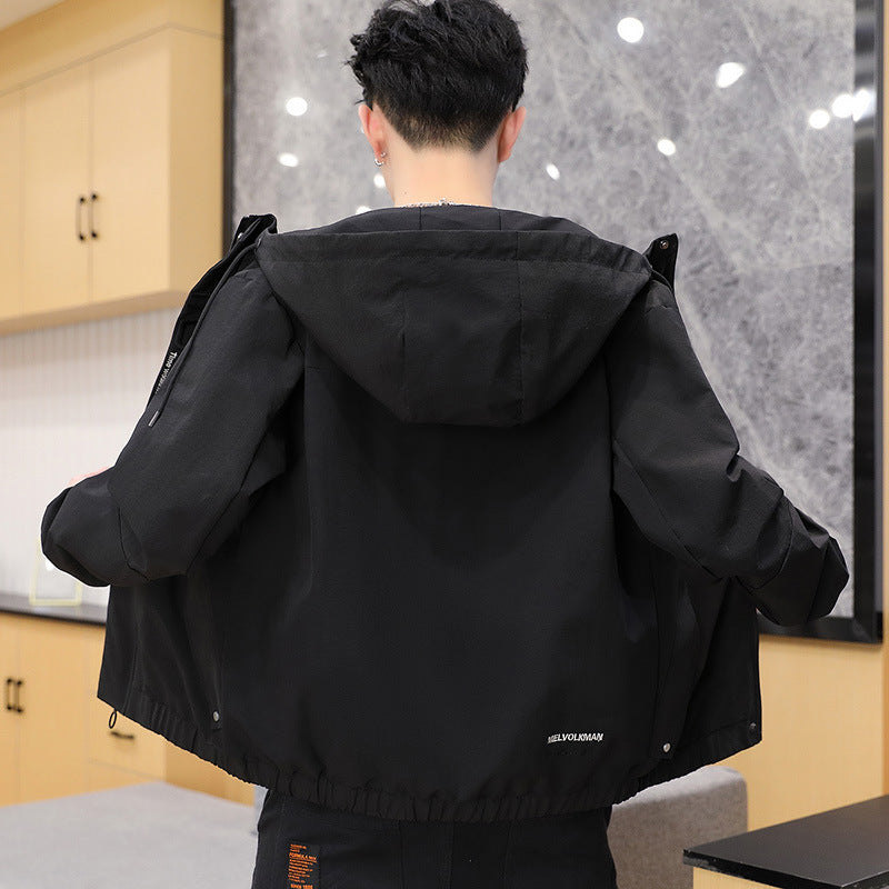 Herren leichte wind- und wasserabweisende Kapuzen-Utility-Jacke mit verdecktem Reißverschluss Echoarchiv