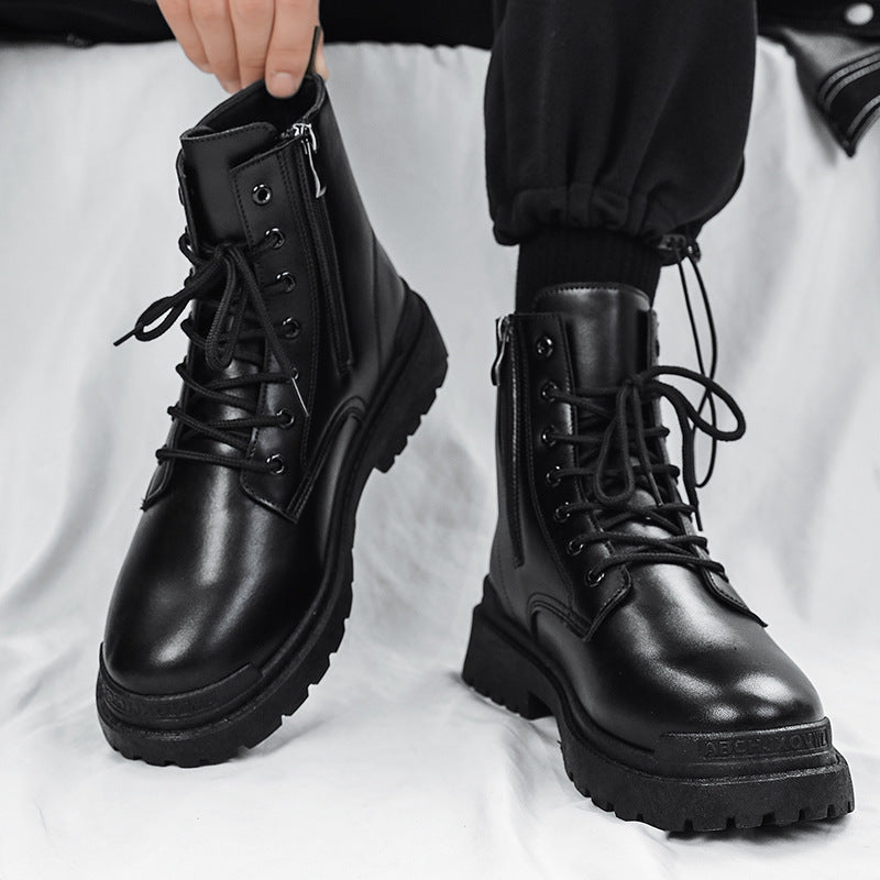 Damen Chunky Combat-Stiefel mit Reißverschluss, profilierter Gummisohle und Schnürung Echoarchiv