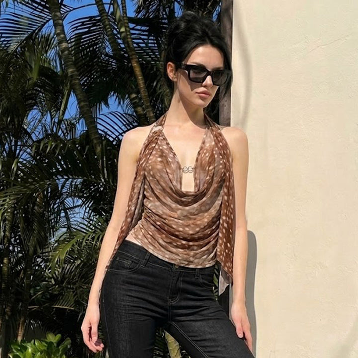 Damen stilvolle Halbtransparente Bluse mit Rüschendetails Echo Archiv