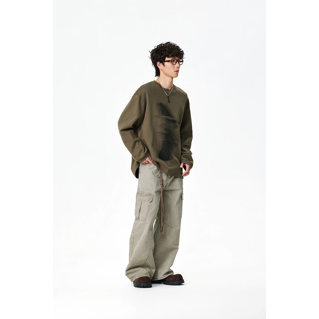 Unisex Oversize-Langarmshirt mit surrealem Photoprint und gerippten Bündchen Echoarchiv