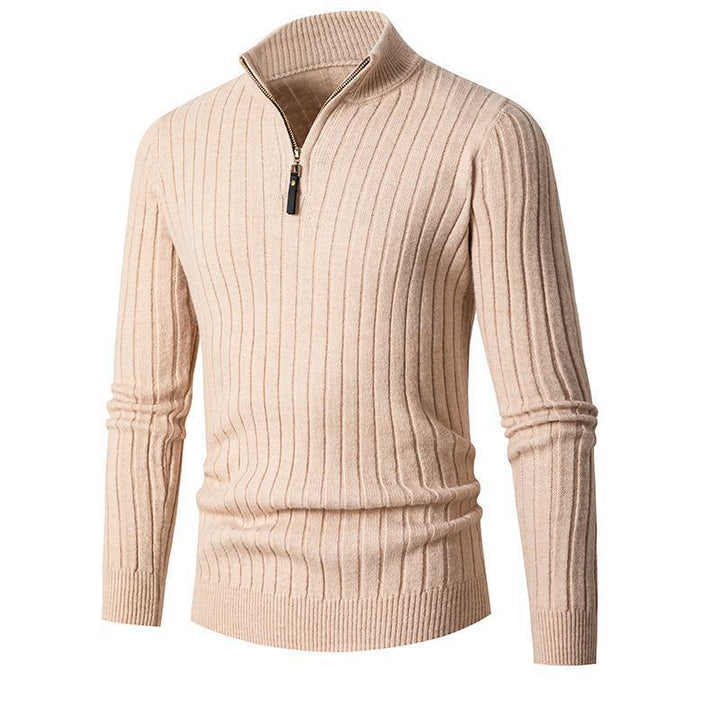 Herren Pullover mit Stehkragen und strukturiertem Rippdesign Echoarchiv