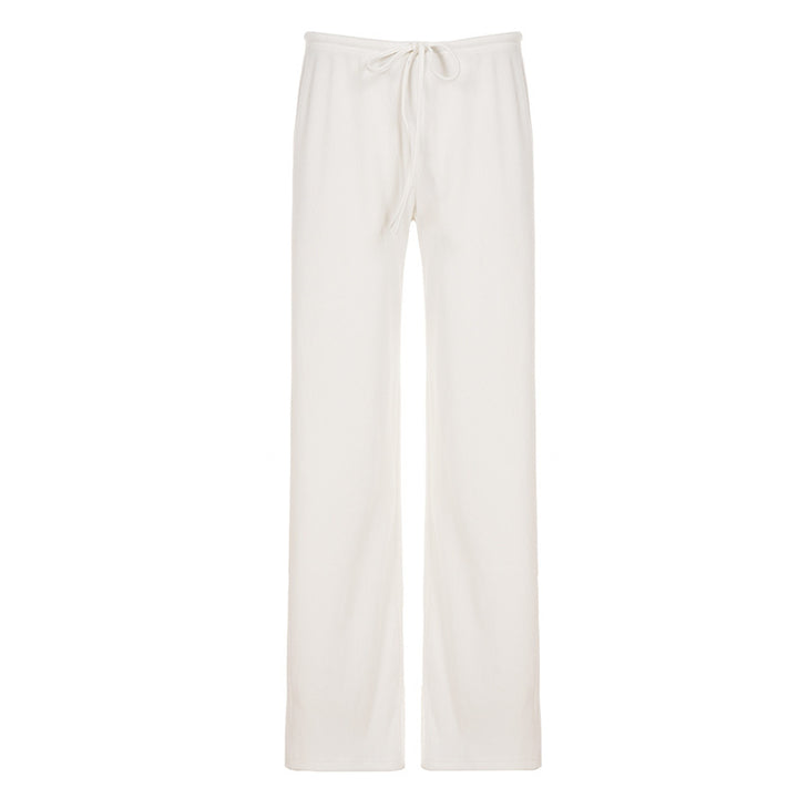 Damen Lässige Lounge-Hose mit weitem Bein, elastischem Bund und Kordelzug Echo Archiv