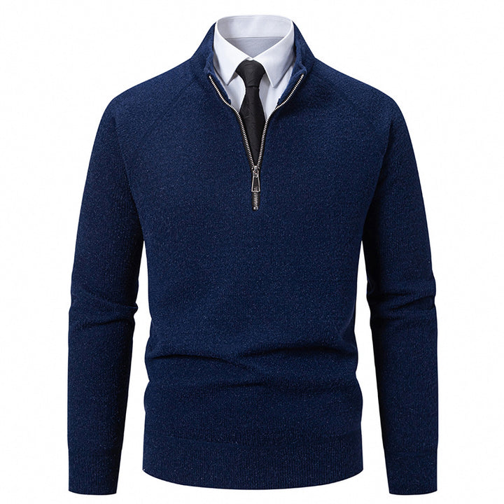 Herren Hochkragen Pullover mit Reißverschluss und strukturierter Oberfläche Echoarchiv