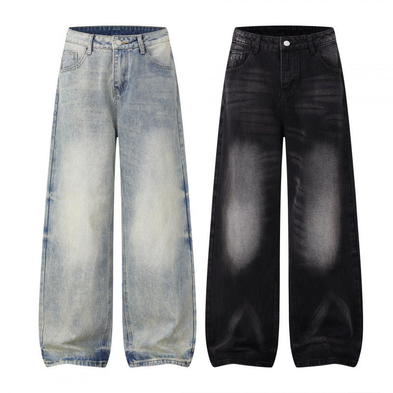 Damen Weite Highwaist-Jeanshose im Balloon-Schnitt mit Used‑Effekt und elastischem Saum Echo Archiv