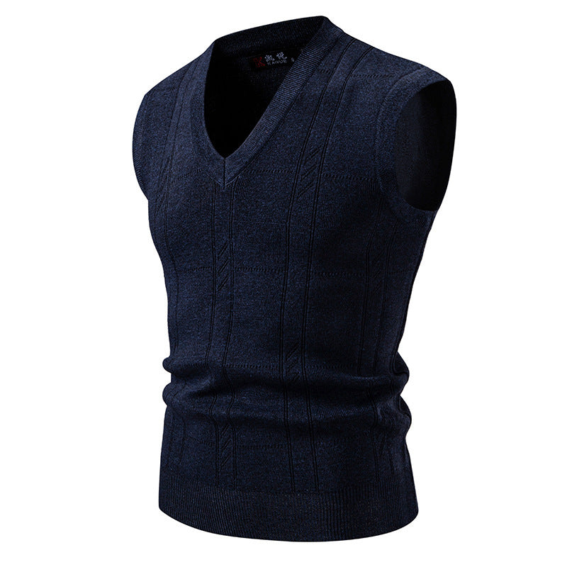 Herren ärmellose Strickjacke mit V-Ausschnitt und strukturiertem Design Echoarchiv