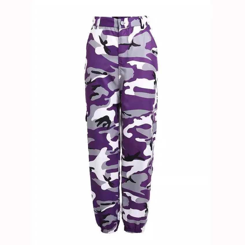 Damen nan Cargohose mit urbanem Camouflage-Print und elastischem Bund Echo Archiv