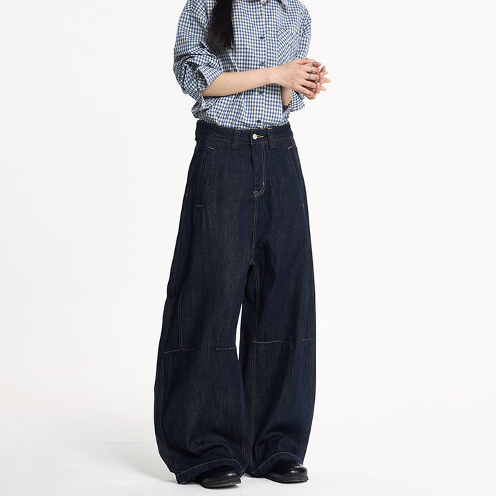 Damen Extraweite High‑Waist Denim‑Hose mit bodenlangem weitem Bein Echo Archiv