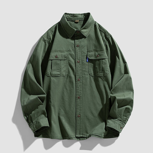 Herren Overshirt aus robustem Baumwoll-Twill mit Pattentaschen und durchgehender Knopfleiste Echo Archiv