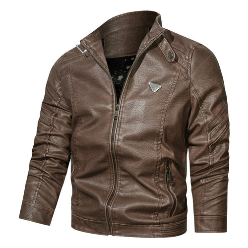 Herren Denim‑Optik Bikerblouson mit strukturierter Oberfläche und Stehkragen – Brevano