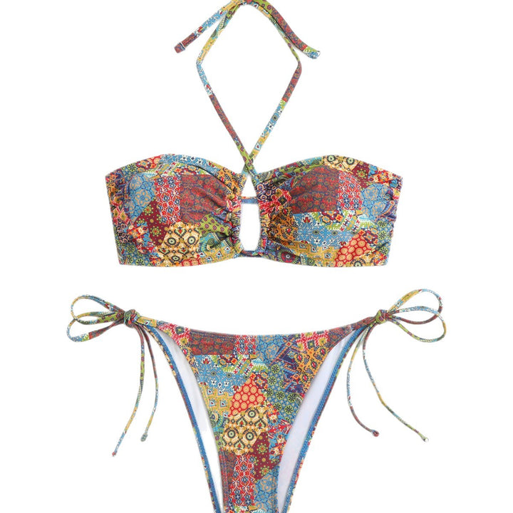 Damen Bandeau-Bikini mit verspieltem kräftigem Muster Echo Archiv