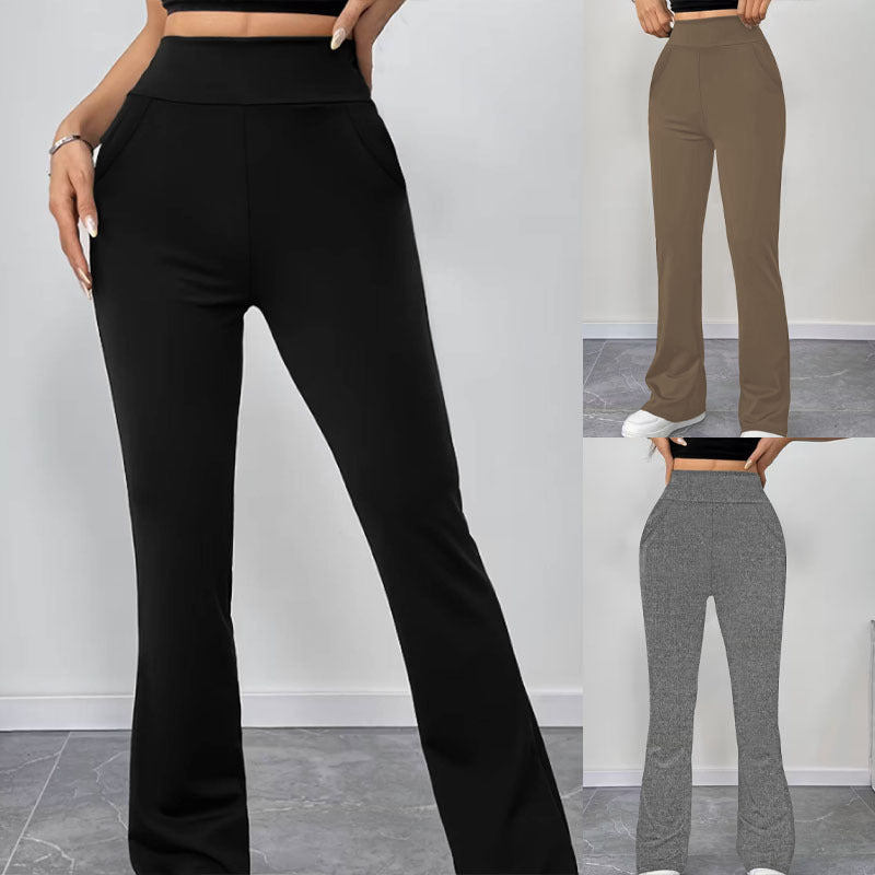 Damen Schlaghose aus Stretch‑Strick mit hohem Bund und Eingrifftaschen Echoarchiv