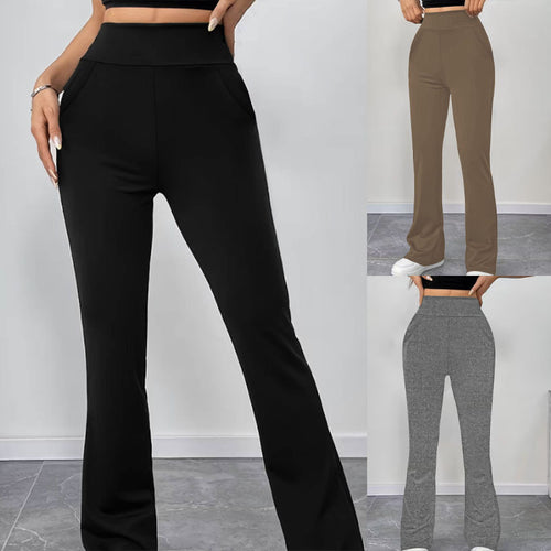 Damen Schlaghose aus Stretch‑Strick mit hohem Bund und Eingrifftaschen Echoarchiv