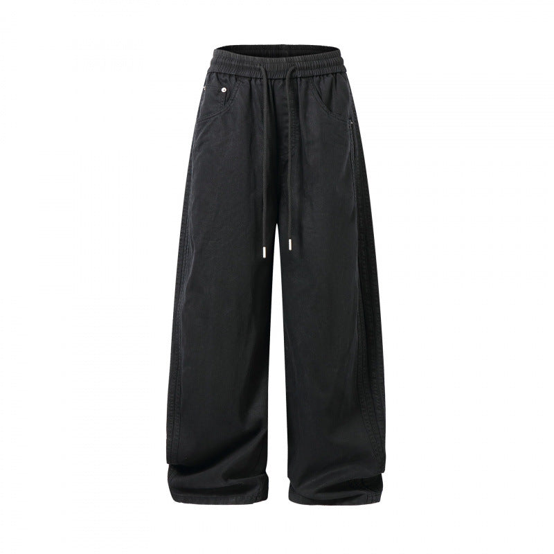 Unisex Weite Denim-Hose mit elastischem Bund, Tunnelzug und fünf Taschen Echo Archiv