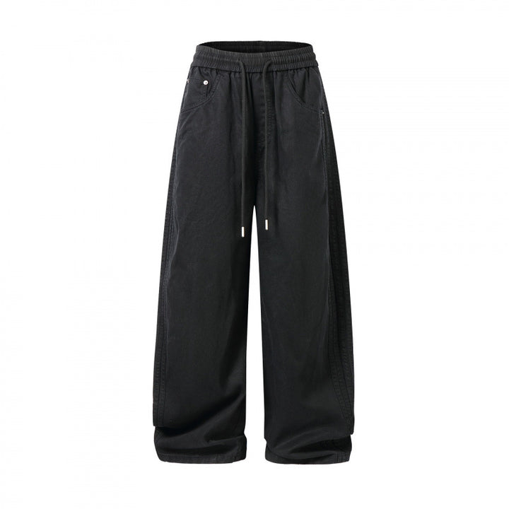 Unisex Weite Denim-Hose mit elastischem Bund, Tunnelzug und fünf Taschen Echo Archiv